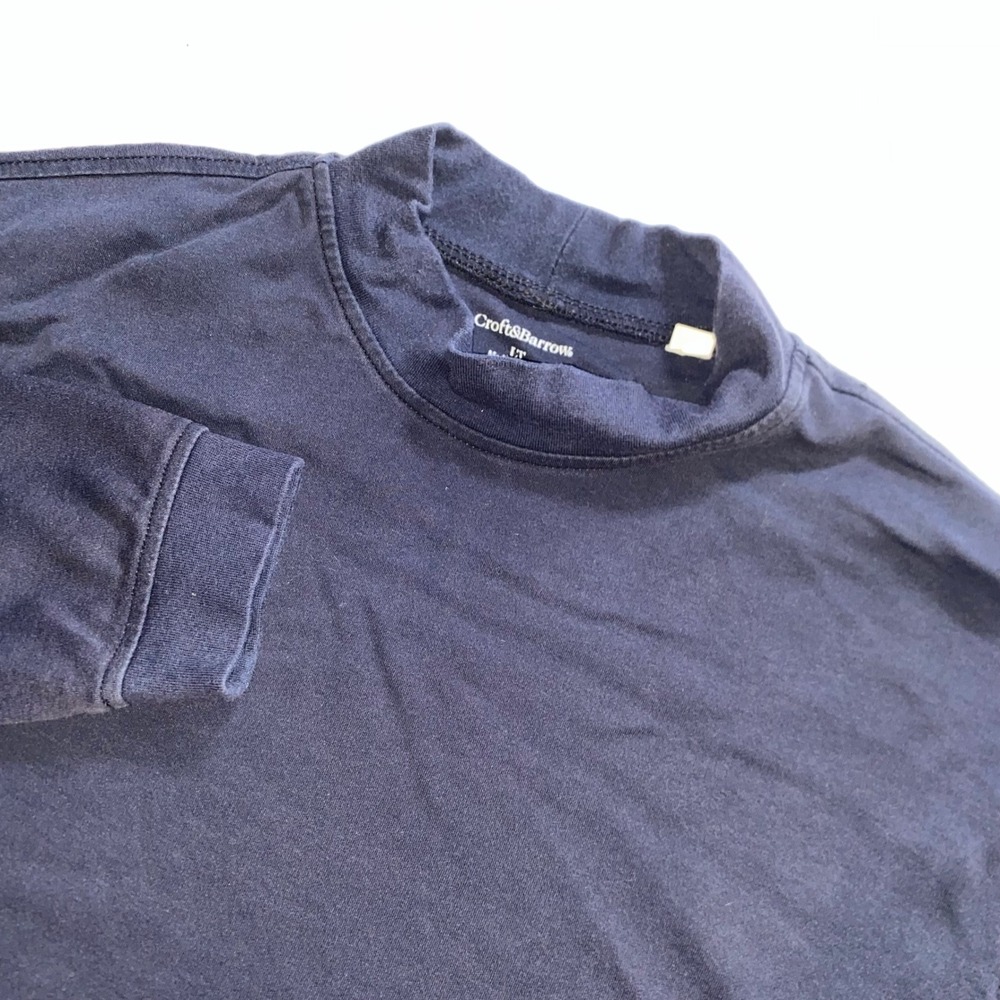 Croft & Barrow Mens Navy Blue Mock Neck Long Sleeve Shirt LT Tall L220